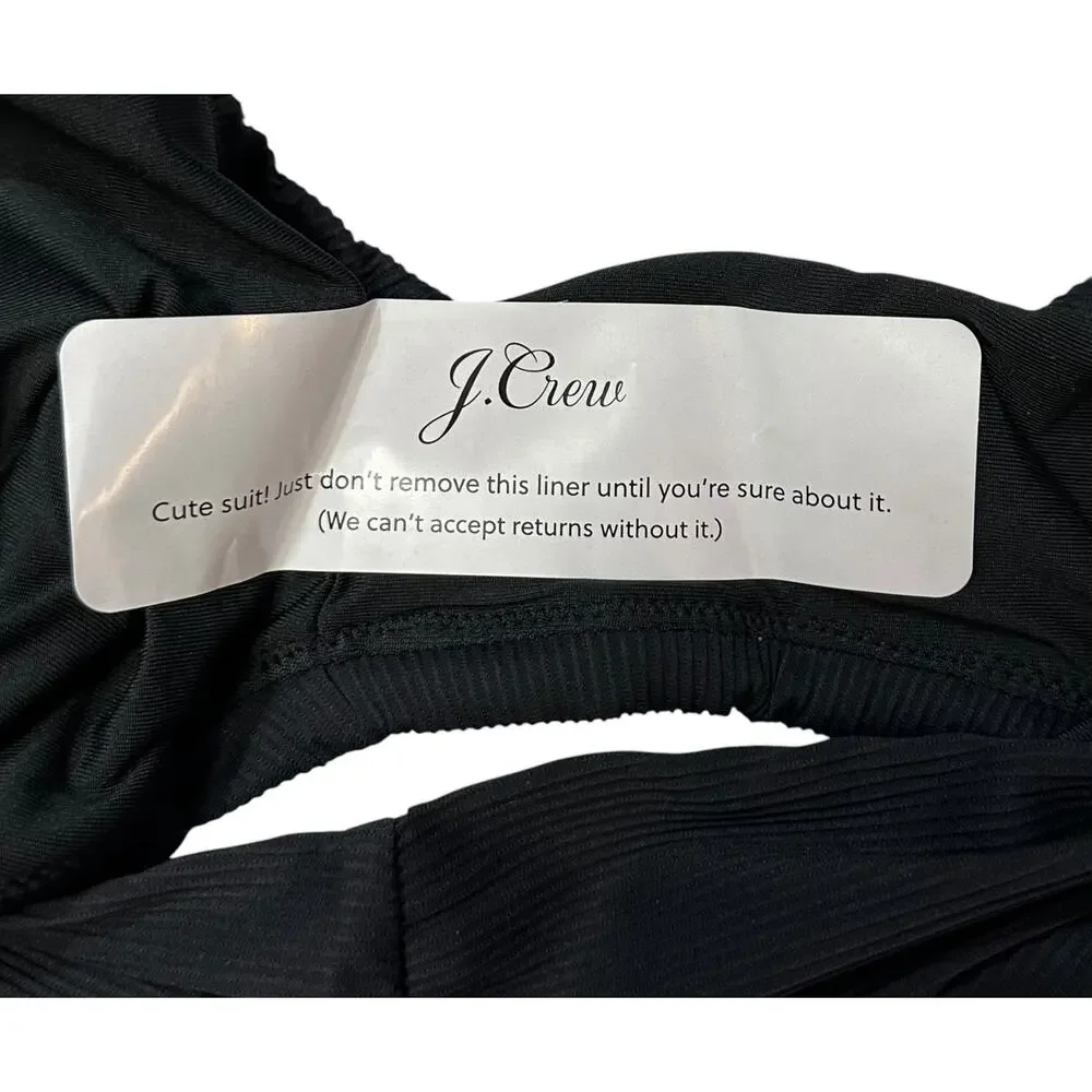 2/$15 NWT J. Crew Ribbed High-Rise Cheeky Bikini Bottom Black High-Cut Size S